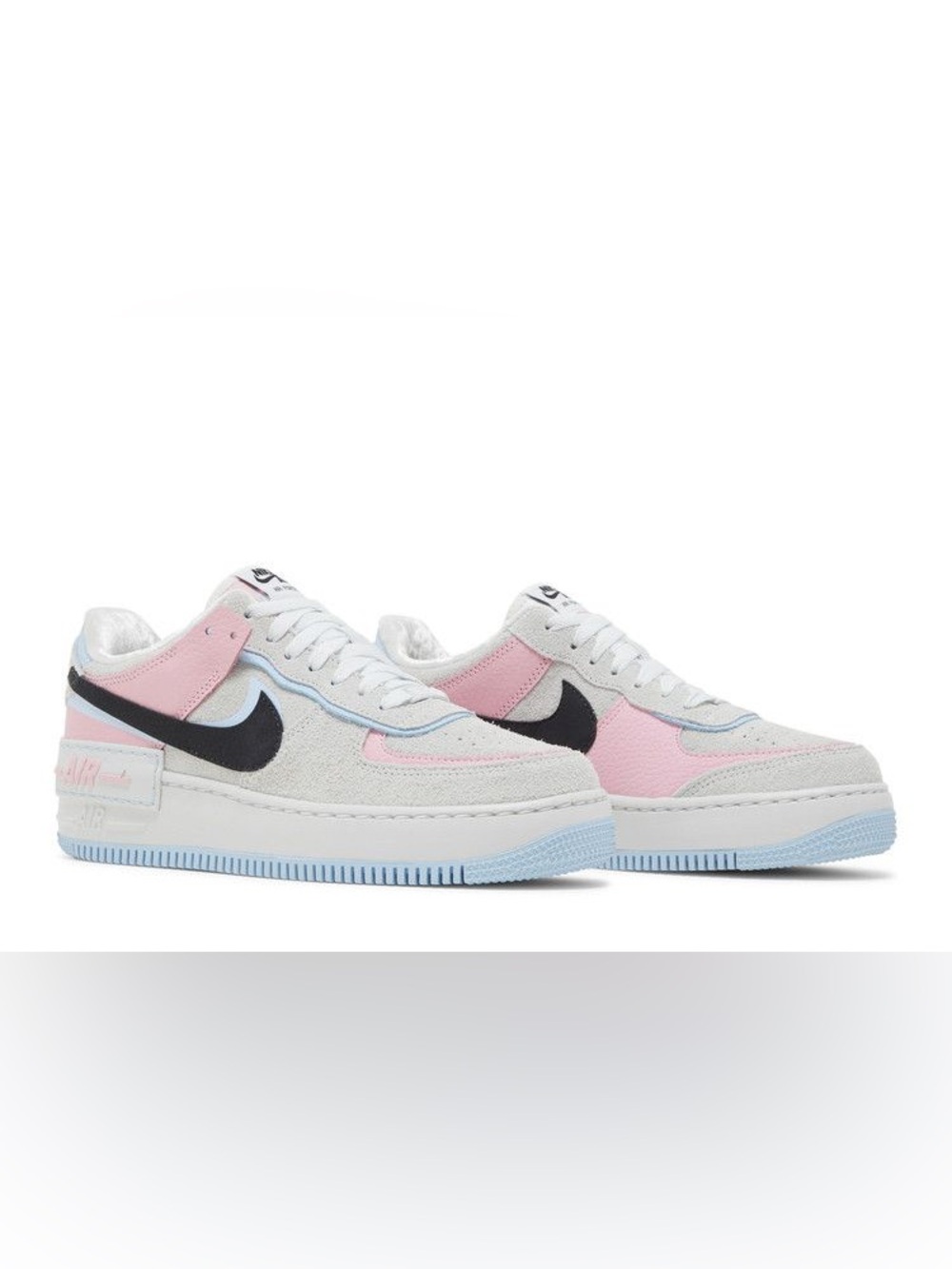 Nike Air Force 1 Low Shadow, Pink/White/Baby Blue, Special Edition Hoops,